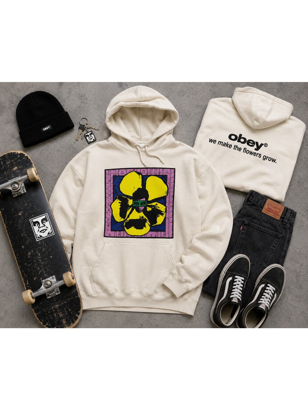 Obey We Make The Flowers Grow Hoodie 2XL Graphic Streetwear Skate‎ Sweatshirt